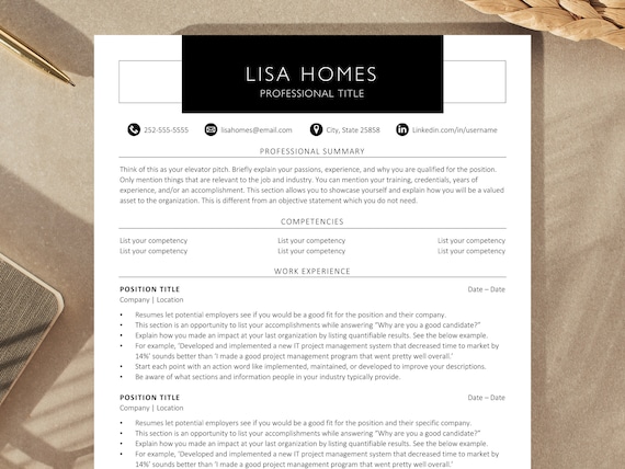 Word Resume Template for Job Seekers: Cover Letter & Reference Templates (Instant Download)
