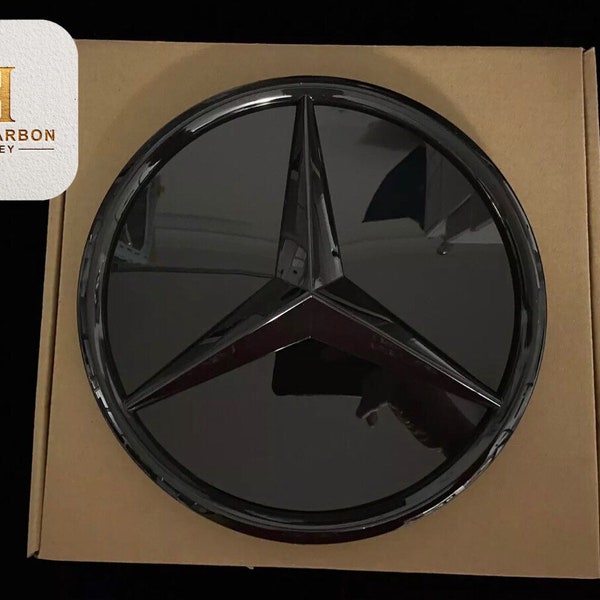Mercedes Front Grille 3D All Black Star Emblem Badge For GLC GLE Class 2015-2019