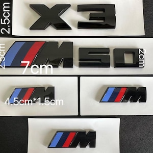 Paquete completo de emblemas X3 M50 en negro brillante para BMW Nuevo X3 2025 Regalo personalizado