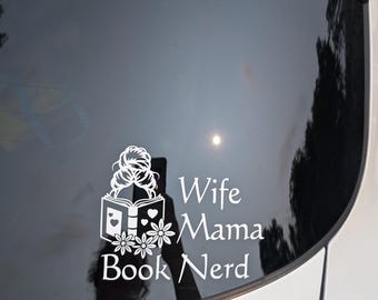 Wife- Mama- Book Nerd Car Sticker