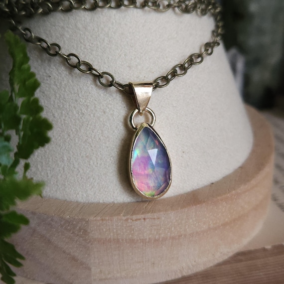 Aurora Opal Pendant | Brass | Artisan Handcrafted | Fantasy Jewelry |