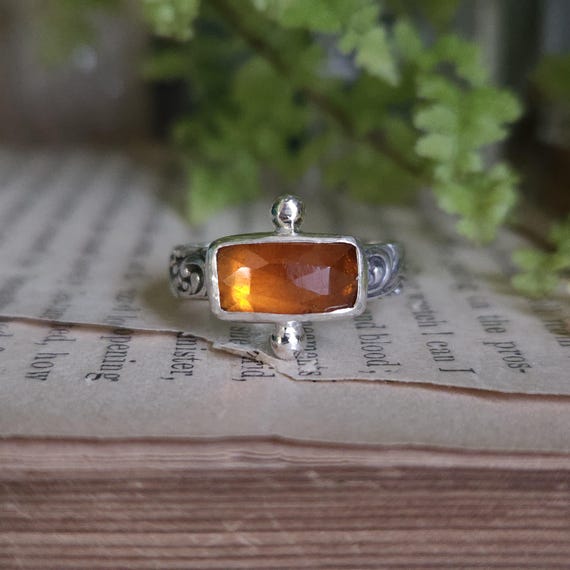 Orange Kyanite Ring | Size 5 | Sterling Silver  | Artisan Handcrafted | Fantasy Jewelry
