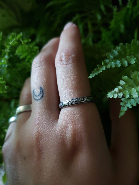 Vine Stacking Ring | Sterling Silver | Artisan Handcrafted Jewelry | Fantasy Nature Inspired | Wedding Engagement Ring