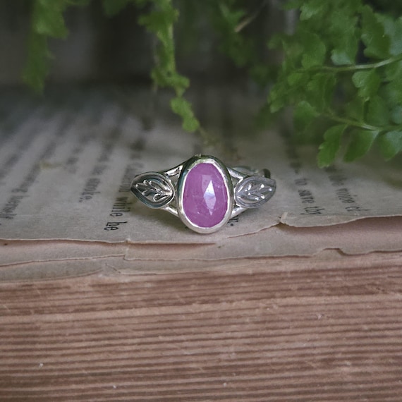 Pink Sapphire Ring | Size 4.5 | Sterling Silver | Fantasy Jewelry | Artisan Handcrafted | Women's Rings |