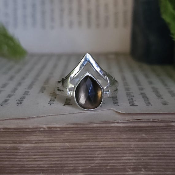 Smoky Quartz Star Ring | Size 6.5 | Sterling Silver | Artisan Handcrafted | Fantasy Jewelry