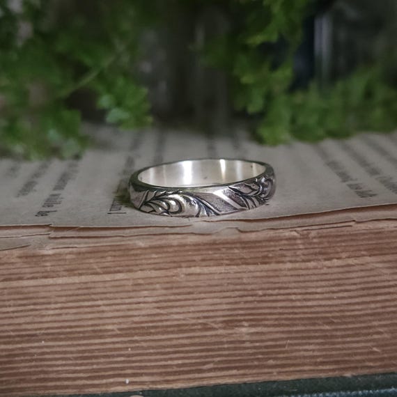 Botanical Art Nouveau Ring | Size 7 | Sterling Silver | Artisan Handcrafted  | Fantasy Jewelry |