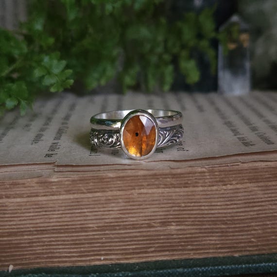 Orange Kyanite Ring | Size 8 | Sterling Silver  | Artisan Handcrafted | Fantasy Jewelry