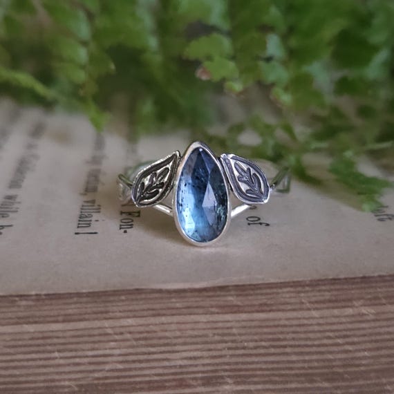 Moss Kyanite Ring | Size 7.5 | Sterling Silver | Artisan Handcrafted | Fantasy Jewelry |