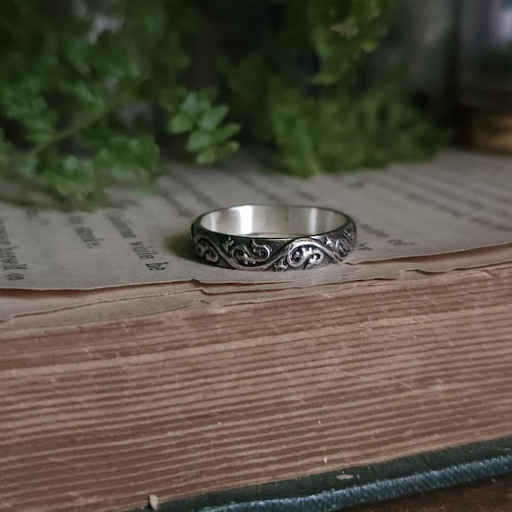 Botanical Art Nouveau Ring | Size 5.25 | Sterling Silver | Artisan Handcrafted  | Fantasy Jewelry |
