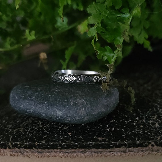 Lobelia Stacking Ring | Sterling Silver | Artisan Handcrafted Jewelry | Vintage Band | Fantasy Nature Inspired | Wedding Engagement Ring