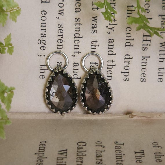 Wonderful Star Sapphire Charm Hoop Earrings | Sterling Silver | Artisan Handcrafted Jewelry |