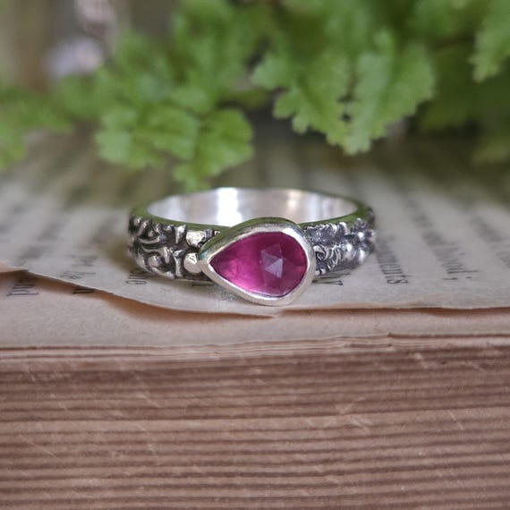 Thailand Pink Sapphire Ring | Size 5.5 | Sterling Silver | Fantasy Jewelry | Artisan Handcrafted |