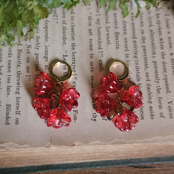 Red Flower Fairy Earrings | Bell Flower Beads