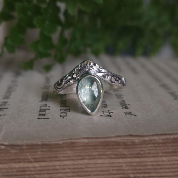 Mint Green Kyanite Ring | Size 4 | Sterling Silver  | Artisan Handcrafted | Fantasy Jewelry
