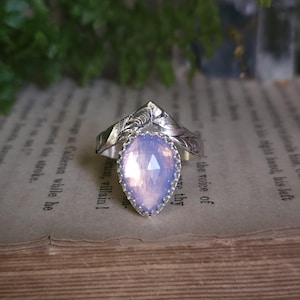 Lavender Opalite Chevron Ring | Size 8 | Sterling Silver | Artisan Handmade | Fantasy Inspired |