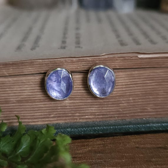 Tanzanite Stud Post Earrings | Sterling Silver | Fantasy Jewelry | Artisan Handcrafted |