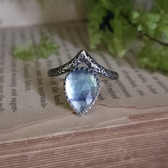 Fluorite Chevron Ring | Size 12 | Sterling Silver | Artisan Handmade | Fantasy Inspired | Genuine Gemstone Ring