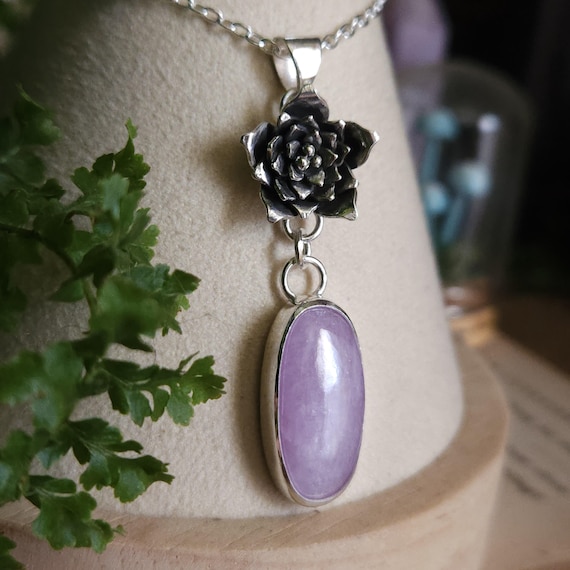 Kunzite Flower Pendant | Sterling Silver | Artisan Handcrafted | Fantasy Jewelry |