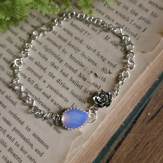 Lavender Quartz Flower Bracelet | Sterling Silver | Artisan Handcrafted | Fantasy Jewelry