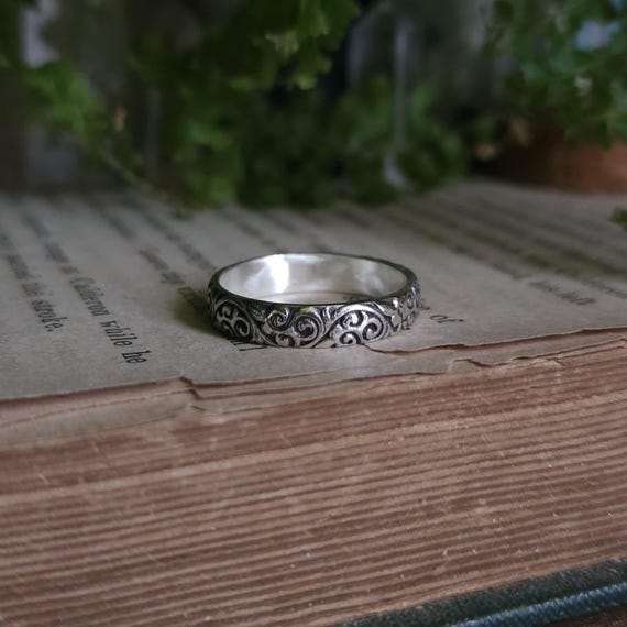 Floral Botanical Triskele Ring | Size 6.5 |Sterling Silver | Artisan Handcrafted  | Fantasy Jewelry |