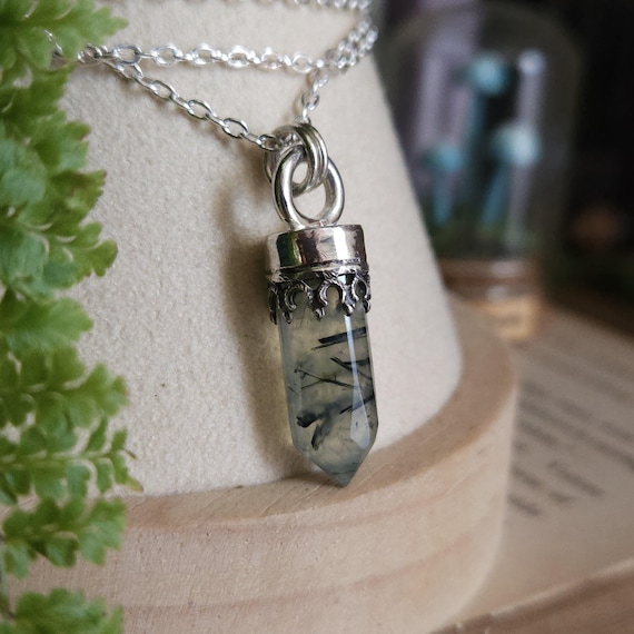 Prehnite Point Pendant | Sterling Silver | Artisan Handcrafted | Fantasy Jewelry |