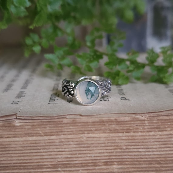 Moss Agate Ear Cuff | Sterling Silver | Artisan Handcrafted | No Piercing Necessary