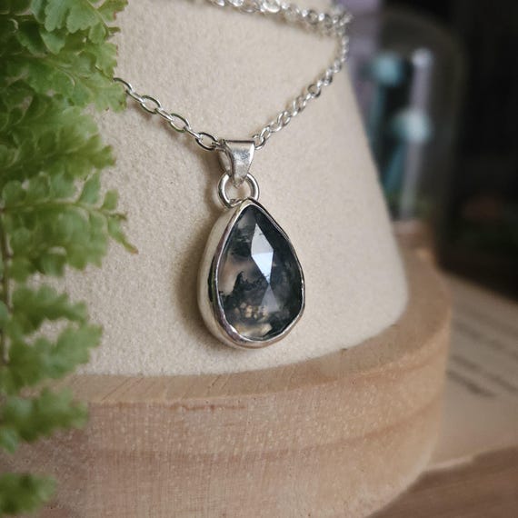 Moss Agate Pendant | Sterling Silver | Artisan Handcrafted | Fantasy Jewelry |