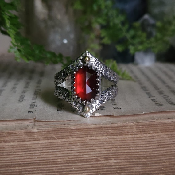 Hessonite Garnet Ring | Size 9.5 | Sterling Silver | Artisan Handcrafted Jewelry