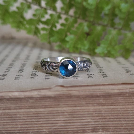 Teal Blue Kyanite Stacker Ring | Size 5 | Sterling Silver | Artisan Handcrafted Jewelry | Fantasy Jewelry | Natural Gemstone Ring |