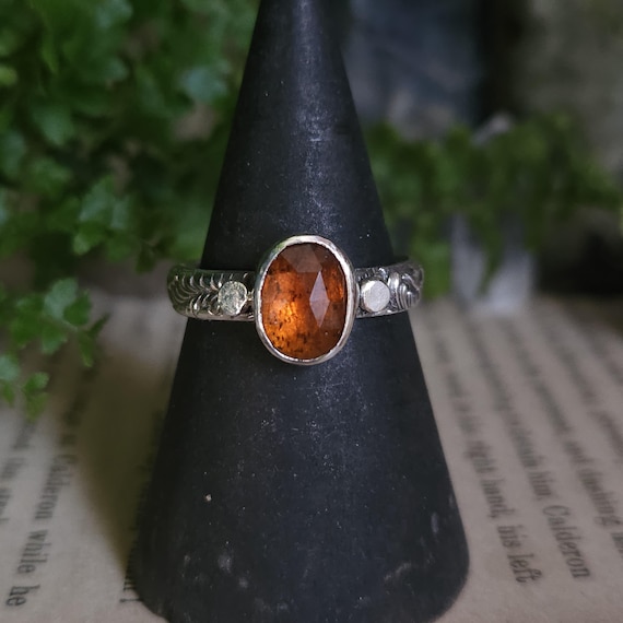 Orange Kyanite Ring | Size 8 | Sterling Silver  | Artisan Handcrafted | Fantasy Jewelry