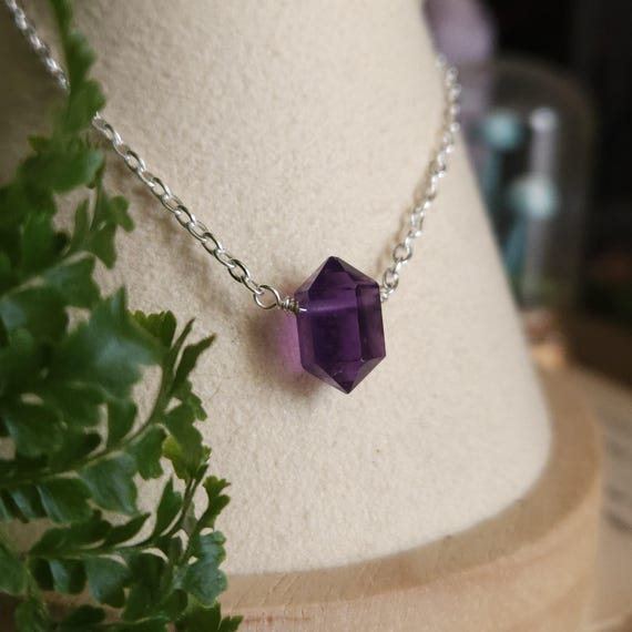 Amethyst Necklace | Silver Plated Chain | Artisan Handcrafted | Fantasy Jewelry |