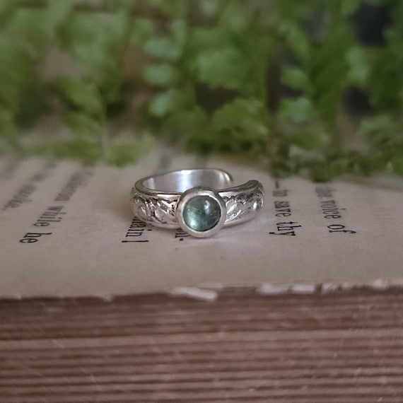 Teal Tourmaline Ear Cuff | Sterling Silver | Artisan Handcrafted | No Piercing Necessary