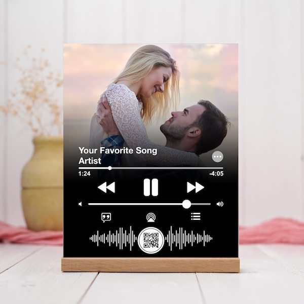 First Anniversary Gift for Boyfriend, Apple Music Plaque, Custom Photo Gift, Acrylic Plaque, Personalized Song QR Code, Custom Gift