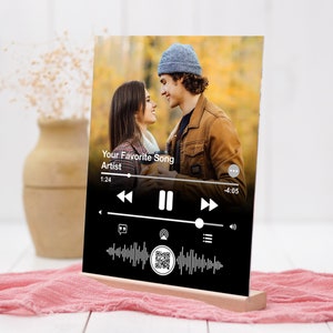 Plaque Apple Music, Cadeau pour couples, Plaque acrylique photo personnalisée, Couverture dalbum de chanson, Code QR de chanson personnalisé, Cadeau personnalisé image 5