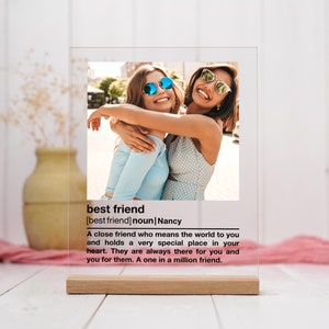 Best Friend Gift, Custom Friendship Gift, Personalised Photo Plaque w/ Wooden Stand, Acrylic Plaque, Gift for Best Friends