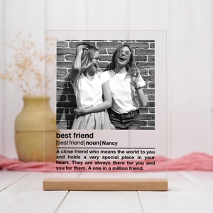 Custom Best Friend Gift, Personalized Photo Plaque w/ Wooden Stand, Bestie Gift, Acrylic Plaque, Gift for Best Friends