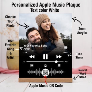 Plaque Apple Music, Cadeau pour couples, Plaque acrylique photo personnalisée, Couverture dalbum de chanson, Code QR de chanson personnalisé, Cadeau personnalisé image 4