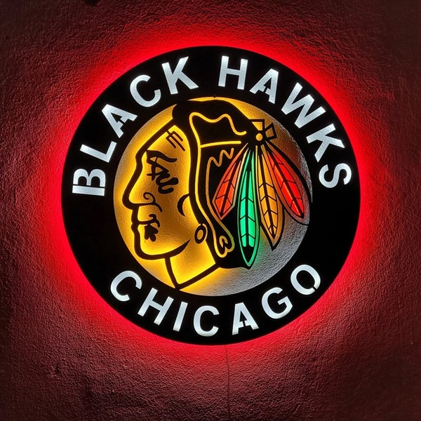 Chicago Blackhawks Led Sign, Chicago Blackhawks Wall Decor, Led Sign For Wall, Chicago Blackhawks Wall Sign, Chicago Blackhawks Decor