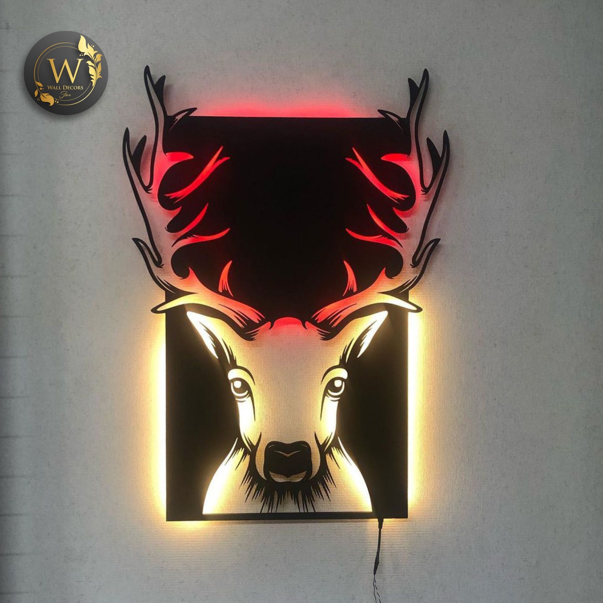 Wall Sign 3d Deer Wall Decor Led Light Wall Decor Composite Sign With Led Lights Deer Led Sign Souvenirs Deer Wall Art PT54149
