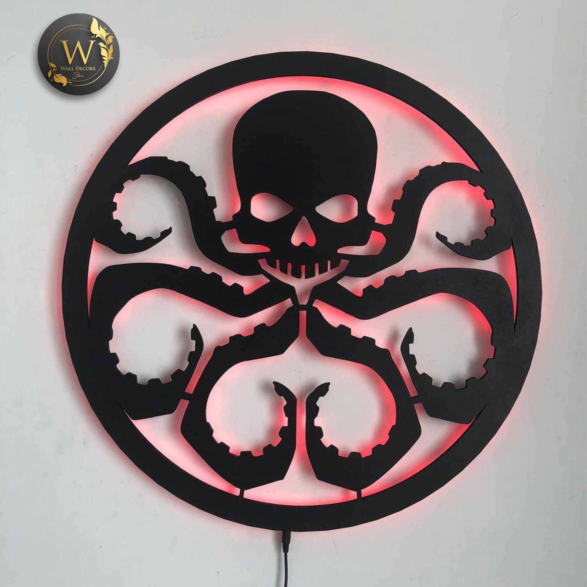 Wall Sign 3d Octopus Wall Decor Led Light Wall Decor Composite Sign With Led Lights Octopus Led Sign Souvenirs Octopus Wall Art PT54141