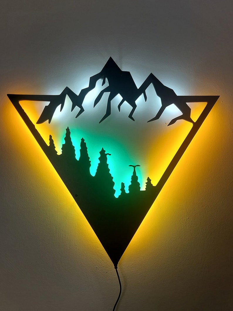 3D Wall Art Mountain Wall Art Led Wall Sign Mountain Wall Etsy
