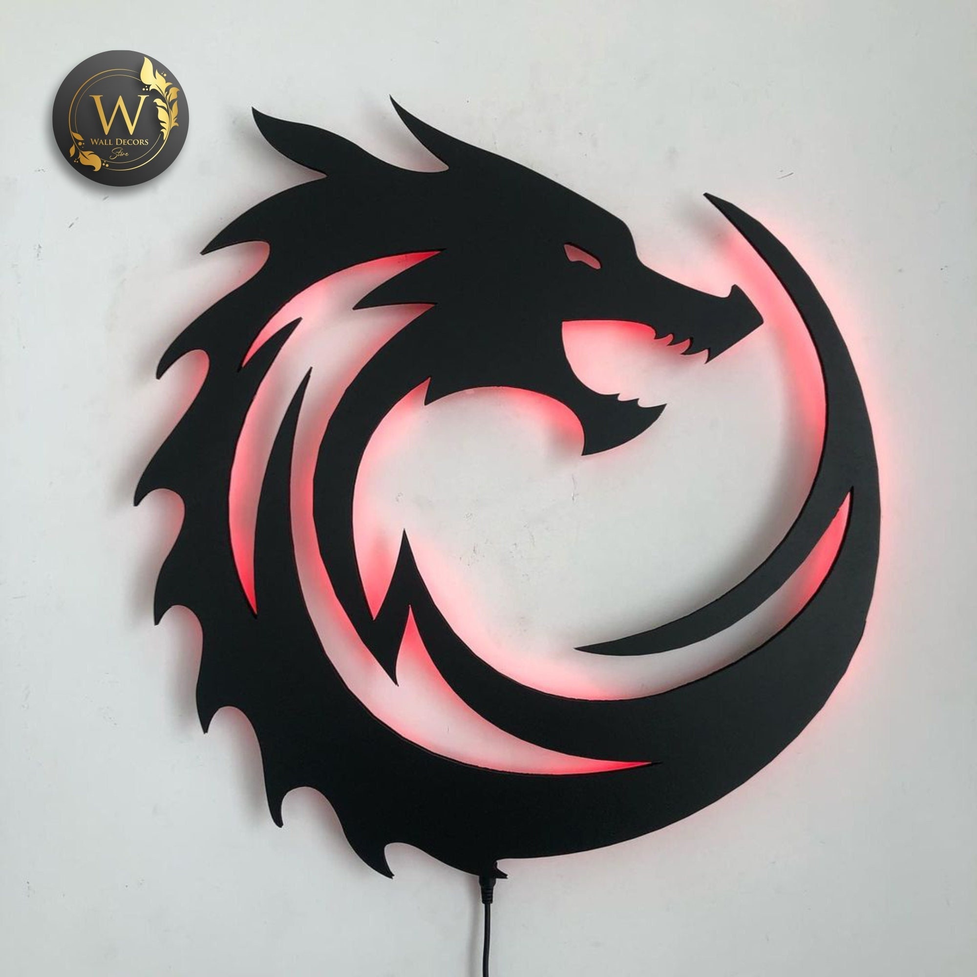 Wall Sign 3d Dragon Wall Decor Led Light Wall Decor Composite Sign With Led Lights Decorative Dragon Souvenirs Dragon Wall Art PT54144