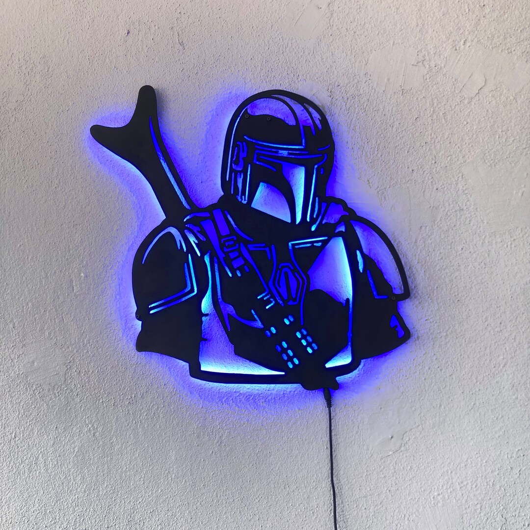 The Mandalorian Wall Sign, Mandalorian Wall Decor, Led Sign for Wall ...