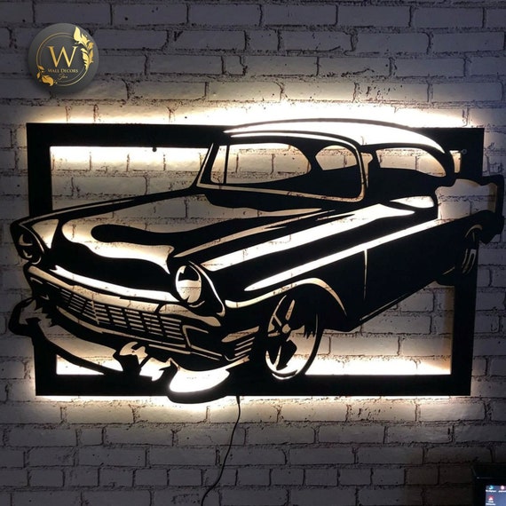 Metal&led Sign, Classic Car Led Sign, Metal LED Sign, Classic Car Wall  Decor, Metal Wall Art, Light Wall Decor, LED Wall Lamp 