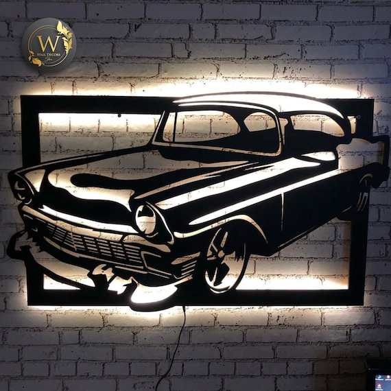 Metal&led Sign, Classic Car Led Sign, Metal LED Sign, Classic Car Wall  Decor, Metal Wall Art, Light Wall Decor, LED Wall Lamp 