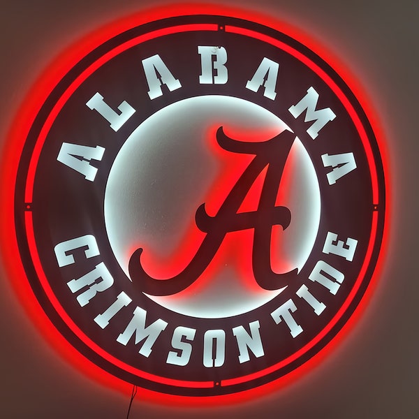 Alabama Crimson Tide LED beleuchtetes Wandschild, Alabama Crimson Tide LED-Zeichen, Alabama Crimson Tide Wanddekor, LED-Zeichen für die Wand, NFL