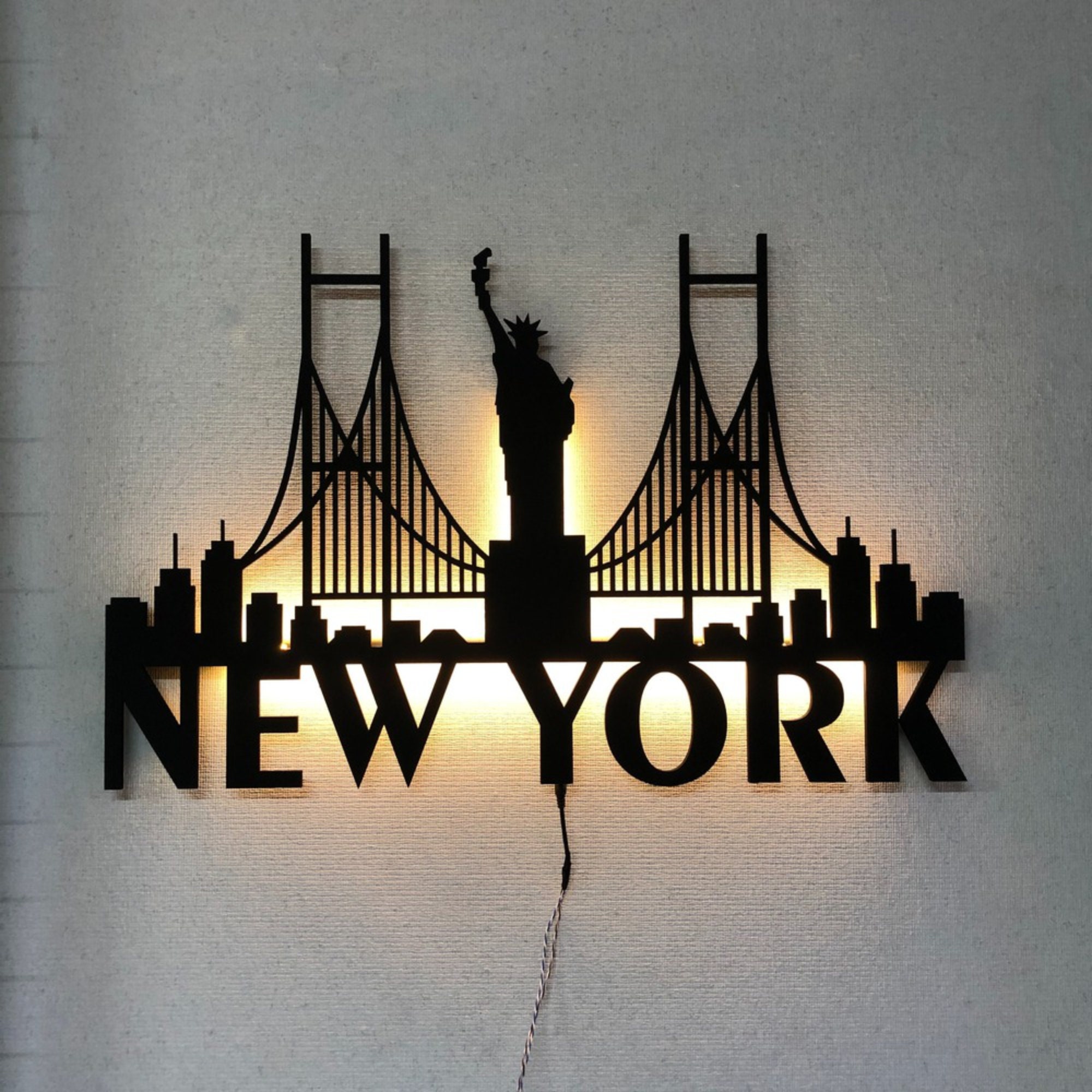 Wall Sign 3d New York City Metal Wall Decor Led Light Wall Decor Metal Sign With Led Lights New York Led Sign New York Wall Art PT54121