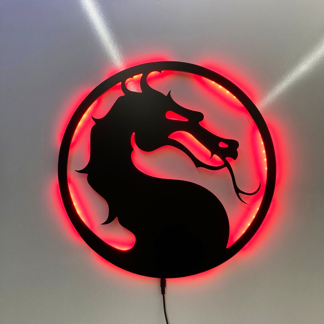 Wall Sign 3D, Mortal Kombat Wall Decor, Led Light Wall Decor, Dragon