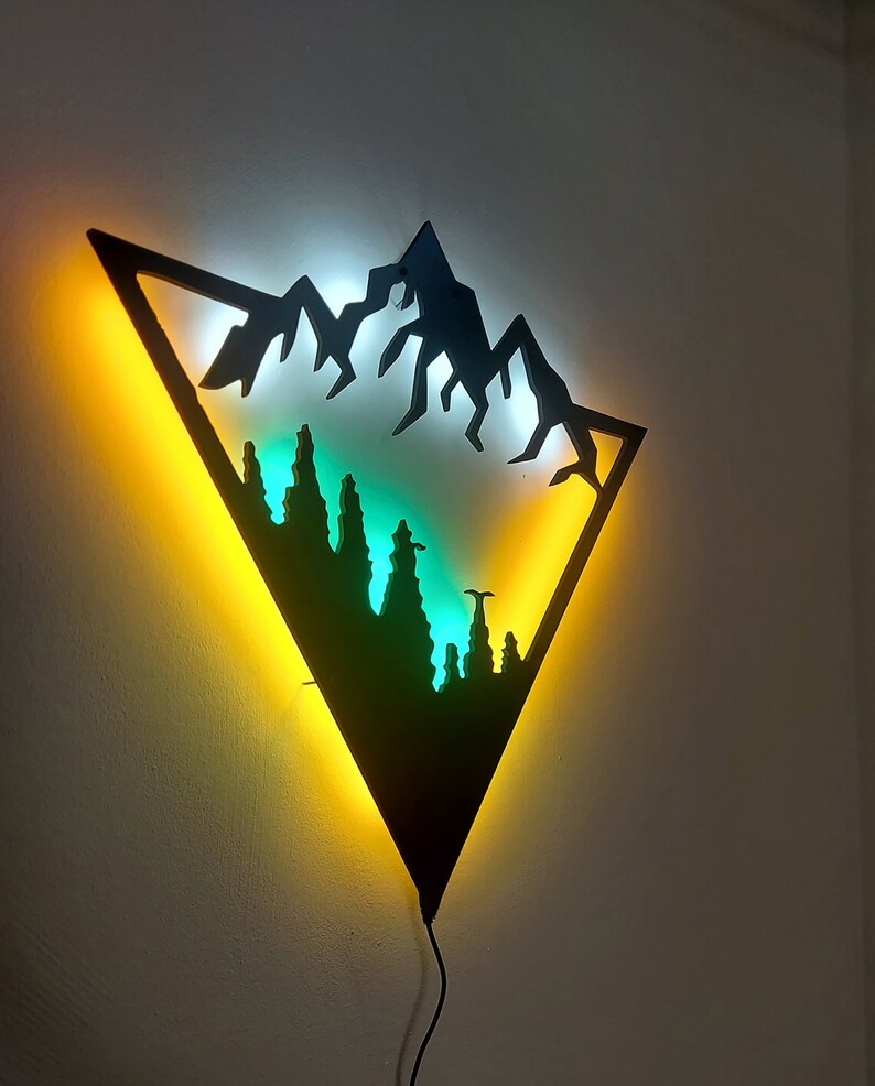 3D Wall Art Mountain Wall Art Led Wall Sign Mountain Wall Etsy