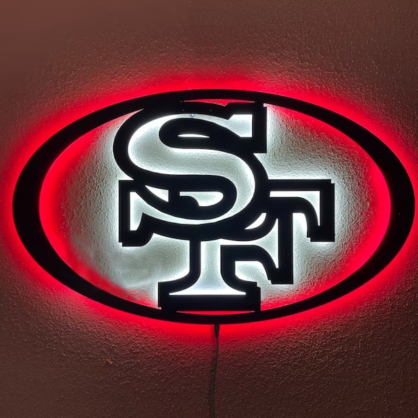 San Francisco 49ers LED-Lichtschild, San Francisco 49ers Wanddekor, Led-Zeichen für Wand, 49ers Home Wandkunst, American Football